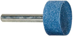 Tru-Maxx - 1" Head Diam x 1/2" Thickness, W218, Cylinder End, Aluminum Oxide Mounted Point - Blue, Medium Grade, 60 Grit, 37,890 RPM - Industrial Tool & Supply