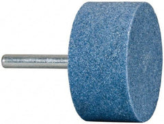 Tru-Maxx - 2" Head Diam x 1" Thickness, W242, Cylinder End, Aluminum Oxide Mounted Point - Blue, Medium Grade, 60 Grit, 19,100 RPM - Industrial Tool & Supply