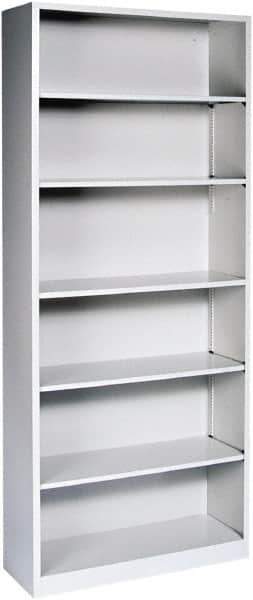 Hon - 6 Shelf, 81-1/8" High x 34-1/2" Wide Bookcase - 15-5/8" Deep, Steel, Light Gray - Industrial Tool & Supply