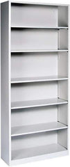 Hon - 6 Shelf, 81-1/8" High x 34-1/2" Wide Bookcase - 15-5/8" Deep, Steel, Light Gray - Industrial Tool & Supply