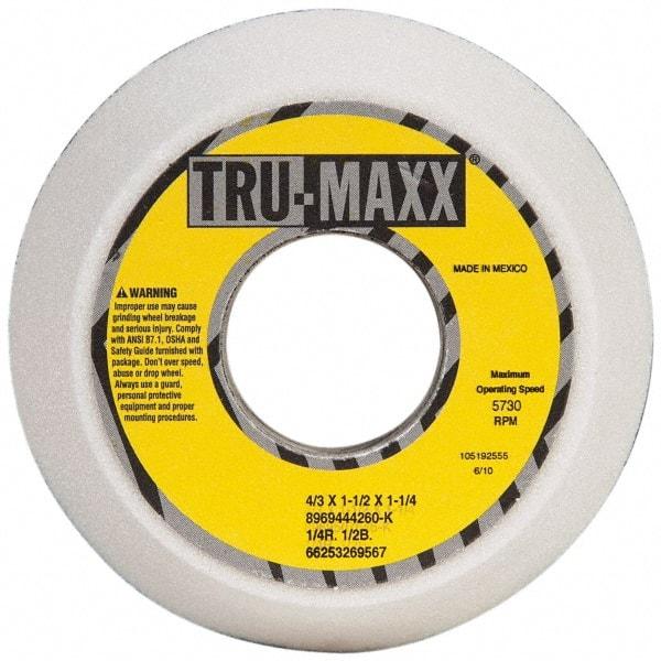 Tru-Maxx - 4" Diam, 1-1/4" Hole Size, 1-1/2" Overall Thickness, 60 Grit, Type 11 Tool & Cutter Grinding Wheel - Medium Grade, Aluminum Oxide, K Hardness, 5,730 RPM - Industrial Tool & Supply