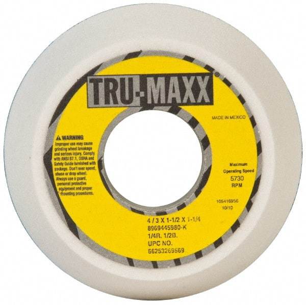 Tru-Maxx - 4" Diam, 1-1/4" Hole Size, 1-1/2" Overall Thickness, 80 Grit, Type 11 Tool & Cutter Grinding Wheel - Medium Grade, Aluminum Oxide, K Hardness, 5,730 RPM - Industrial Tool & Supply