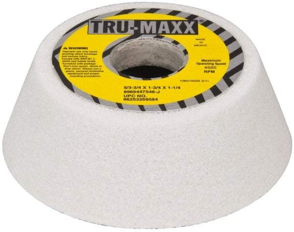 Tru-Maxx - 5" Diam, 1-3/4" Hole Size, 1-3/4" Overall Thickness, 46 Grit, Type 11 Tool & Cutter Grinding Wheel - Coarse Grade, Aluminum Oxide, J Hardness, 4,585 RPM - Industrial Tool & Supply