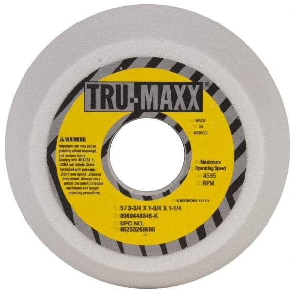 Tru-Maxx - 5" Diam, 1-3/4" Hole Size, 1-3/4" Overall Thickness, 46 Grit, Type 11 Tool & Cutter Grinding Wheel - Coarse Grade, Aluminum Oxide, K Hardness, 4,585 RPM - Industrial Tool & Supply