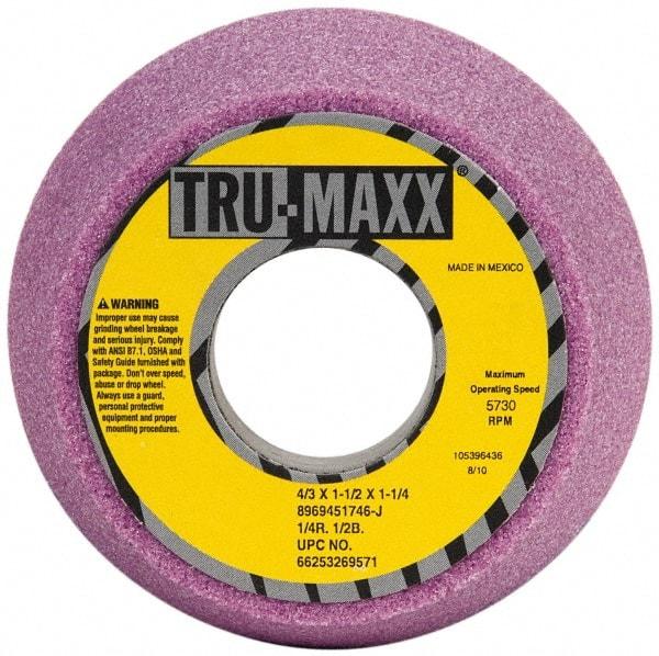 Tru-Maxx - 4" Diam, 1-1/4" Hole Size, 1-3/4" Overall Thickness, 46 Grit, Type 11 Tool & Cutter Grinding Wheel - Coarse Grade, Aluminum Oxide, J Hardness, 5,730 RPM - Industrial Tool & Supply