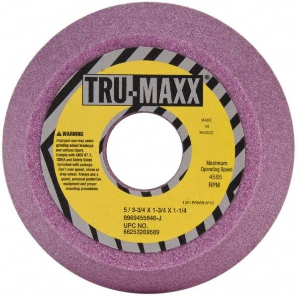 Tru-Maxx - 5" Diam, 1-1/4" Hole Size, 1-3/4" Overall Thickness, 46 Grit, Type 11 Tool & Cutter Grinding Wheel - Coarse Grade, Aluminum Oxide, J Hardness, 4,585 RPM - Industrial Tool & Supply