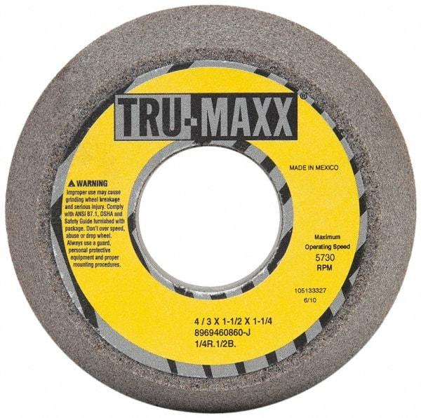 Tru-Maxx - 4" Diam, 1-1/4" Hole Size, 1-1/2" Overall Thickness, 60 Grit, Type 11 Tool & Cutter Grinding Wheel - Medium Grade, Aluminum Oxide, J Hardness, 5,730 RPM - Industrial Tool & Supply