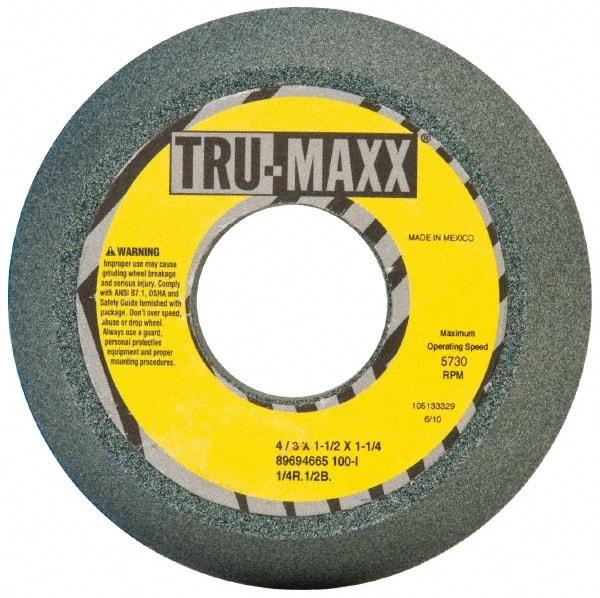 Tru-Maxx - 4" Diam, 1-1/4" Hole Size, 1-1/2" Overall Thickness, 100 Grit, Type 11 Tool & Cutter Grinding Wheel - Fine Grade, Silicon Carbide, I Hardness, 5,730 RPM - Industrial Tool & Supply