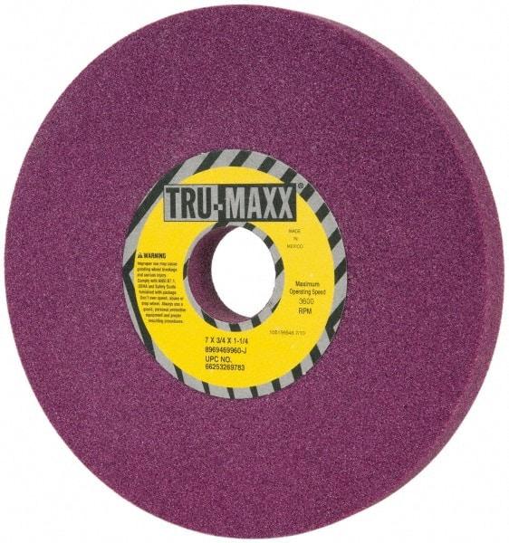 Tru-Maxx - 7" Diam x 1-1/4" Hole x 3/4" Thick, J Hardness, 60 Grit Surface Grinding Wheel - Aluminum Oxide, Type 1, Medium Grade, 3,600 Max RPM, No Recess - Industrial Tool & Supply