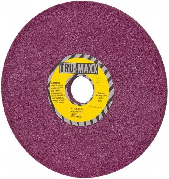 Tru-Maxx - 8" Diam x 1-1/4" Hole x 1/2" Thick, H Hardness, 46 Grit Surface Grinding Wheel - Aluminum Oxide, Type 1, Coarse Grade, 3,105 Max RPM, No Recess - Industrial Tool & Supply