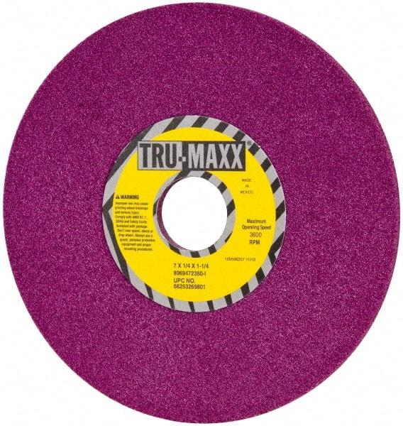 Tru-Maxx - 7" Diam x 1-1/4" Hole x 1/4" Thick, I Hardness, 60 Grit Surface Grinding Wheel - Aluminum Oxide, Type 1, Medium Grade, 3,600 Max RPM, No Recess - Industrial Tool & Supply