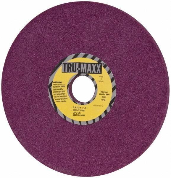 Tru-Maxx - 8" Diam x 1-1/4" Hole x 1/2" Thick, I Hardness, 60 Grit Surface Grinding Wheel - Aluminum Oxide, Type 1, Medium Grade, 3,600 Max RPM, No Recess - Industrial Tool & Supply