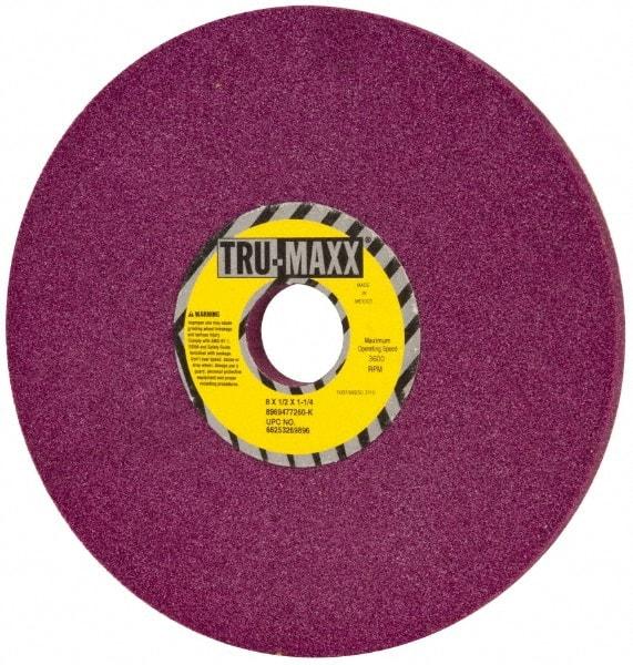 Tru-Maxx - 8" Diam x 1-1/4" Hole x 1/2" Thick, K Hardness, 60 Grit Surface Grinding Wheel - Aluminum Oxide, Type 1, Medium Grade, 3,600 Max RPM, No Recess - Industrial Tool & Supply