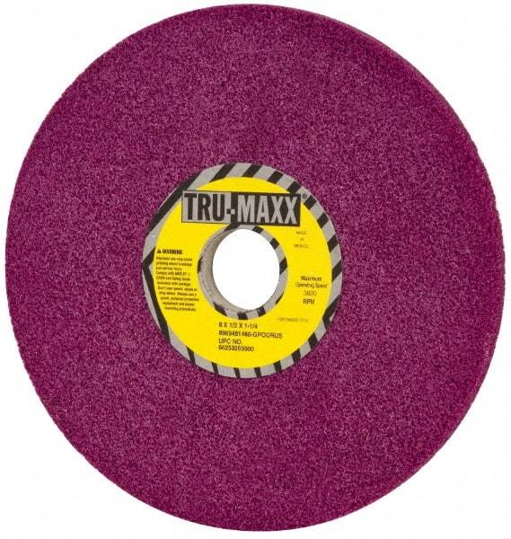 Tru-Maxx - 8" Diam x 1-1/4" Hole x 1/2" Thick, G Hardness, 60 Grit Surface Grinding Wheel - Aluminum Oxide, Type 1, Coarse Grade, 3,600 Max RPM, No Recess - Industrial Tool & Supply