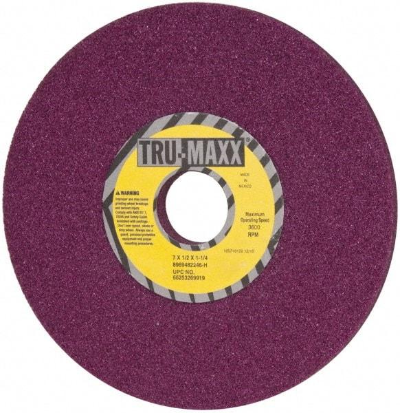 Tru-Maxx - 7" Diam x 1-1/4" Hole x 1/2" Thick, H Hardness, 46 Grit Surface Grinding Wheel - Aluminum Oxide, Type 1, Coarse Grade, 3,600 Max RPM, No Recess - Industrial Tool & Supply