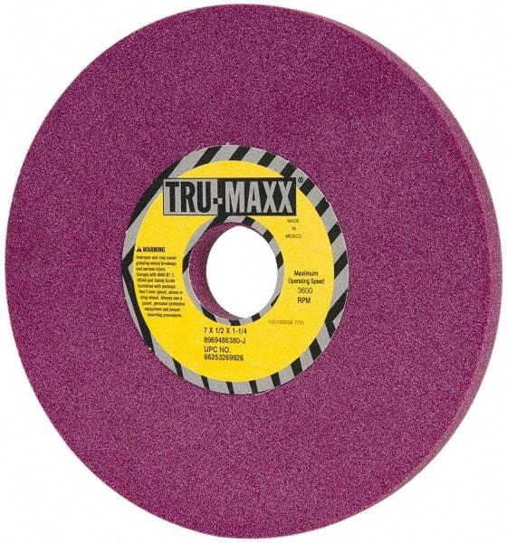 Tru-Maxx - 7" Diam x 1-1/4" Hole x 1/2" Thick, J Hardness, 80 Grit Surface Grinding Wheel - Aluminum Oxide, Type 1, Medium Grade, 3,600 Max RPM, No Recess - Industrial Tool & Supply