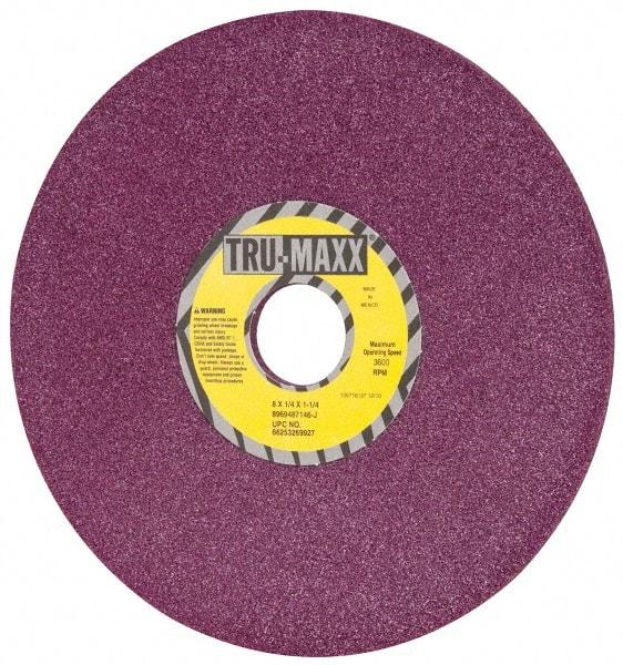 Tru-Maxx - 8" Diam x 1-1/4" Hole x 1/4" Thick, J Hardness, 46 Grit Surface Grinding Wheel - Aluminum Oxide, Type 1, Coarse Grade, 3,600 Max RPM, No Recess - Industrial Tool & Supply