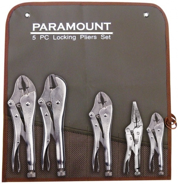 Paramount - 5 Piece Locking Plier Set - Industrial Tool & Supply