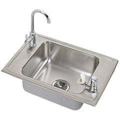 Sinks; Type: Drop In Sink; Outside Length: 25.000; Outside Length: 25; Outside Width: 17 in; 17; Outside Height: 6-1/2; Outside Height: 6.5000; 6.5 in; Material: Stainless Steel; Inside Length: 15-3/4; Inside Width: 14; 14 in; 14.0 in; Depth (Inch): 6-3/8