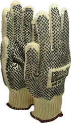 PRO-SAFE - Size L (9), ANSI Cut Lvl 4, PVC Coated Cut Resistant Gloves - Fully Coated Coated, ATA/Cotton Lining, Knit Wrist, Yellow/Black, Paired - Industrial Tool & Supply