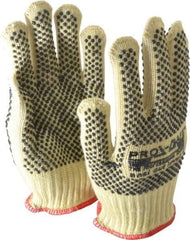 PRO-SAFE - Size S (7), ANSI Cut Lvl 4, PVC Coated Cut Resistant Gloves - Fully Coated Coated, ATA/Cotton Lining, Knit Wrist, Yellow/Black, Paired - Industrial Tool & Supply