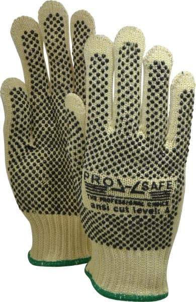 PRO-SAFE - Size M (8), ANSI Cut Lvl 4, PVC Coated Cut Resistant Gloves - Fully Coated Coated, ATA/Cotton Lining, Knit Wrist, Yellow/Black, Paired - Industrial Tool & Supply