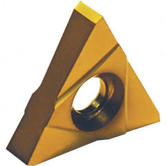 Grooving Insert: TNMC43 GP50, Solid Carbide TiN Finish, Neutral, 0.062″ Cutting Width, 0.156″ Max Depth, Series On-Edge