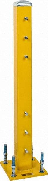 Steel King - Double 42 Inch High Center Steel Guard Rail Mount Post - Yellow, 10 Inch Mounted Length x 10 Inch Mounted Width For Use with Steel King Railing - Industrial Tool & Supply