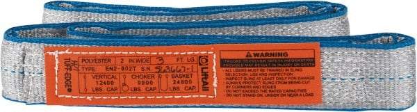 Lift-All - 3' Long x 2" Wide, 12,200 Lb Vertical Capacity, 2 Ply, Polyester Web Sling - 9,800 Lb Choker Capacity - Industrial Tool & Supply