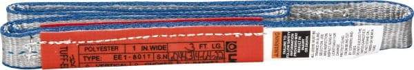 Lift-All - 3' Long x 1" Wide, 1,600 Lb Vertical Capacity, 1 Ply, Polyester Web Sling - 1,250 Lb Choker Capacity - Industrial Tool & Supply