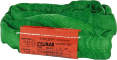 Lift-All - 3' Long x 3" Wide, 5,300 Lb Vertical Capacity, Polyester Web Sling - 4,200 Lb Choker Capacity, 7/8" Diam Chain, Green - Industrial Tool & Supply