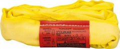 Lift-All - 3' Long x 3" Wide, 16,800 Lb Vertical Capacity, Polyester Web Sling - 6,700 Lb Choker Capacity, 1-1/8" Diam Chain, Yellow - Industrial Tool & Supply