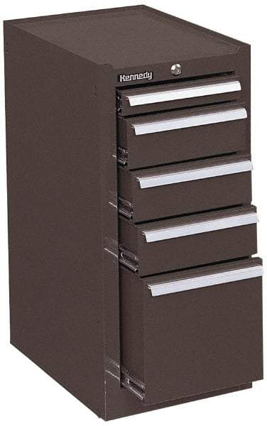 Kennedy - 5 Drawer Red Side Cabinet - 13-5/8" Wide x 29" High x 18" Deep, Use with 27" Wide Roller Cabinet - Industrial Tool & Supply
