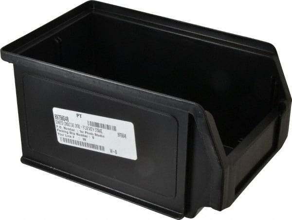 SSI Schaefer - 11 Lb. Load Capacity, 9-1/4" Deep, Black Polypropylene Hopper Stacking Bin - 4-3/4" High x 5-3/4" Wide x 9-1/4" Long - Industrial Tool & Supply