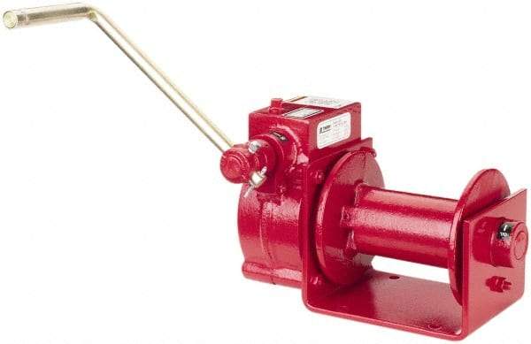 THERN - 2000/1000 Lbs. Load Limit Worm Gear Hand Winch - 2,000 Lbs. Line Pull Capacity, 15 Lbs. Force to Lift 1,000 Pounds, 1/4 inch Cable Diameter - Industrial Tool & Supply