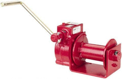 THERN - 2000/1000 Lbs. Load Limit Worm Gear Hand Winch - 2,000 Lbs. Line Pull Capacity, 15 Lbs. Force to Lift 1,000 Pounds, 1/4 inch Cable Diameter - Industrial Tool & Supply