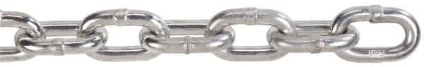 Peerless Chain - 63 Ft. Long, 2650 Lbs. Load Capacity, Carbon Steel Proof Coil Chain - 3 Grade, 1.356 Inch Inside Long x 0.569 Inch Inside Wide - Industrial Tool & Supply