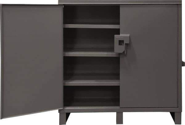 Durham - 3 Shelf Locking Storage Cabinet - Steel, 60" Wide x 24" Deep x 60" High, Gray - Industrial Tool & Supply