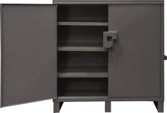 Durham - 3 Shelf Locking Storage Cabinet - Steel, 60" Wide x 24" Deep x 60" High, Gray - Industrial Tool & Supply