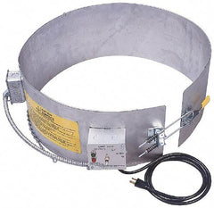Made in USA - 9-1/4" Wide, 55 Gallon Wrap-Around Drum Heater - 120 Volt, to 800 Watts, 6.67 Amps, 0°F to 165°F Thermostat Rating - Industrial Tool & Supply