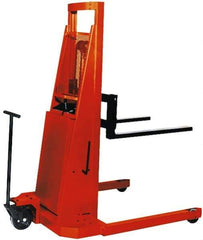 Presto Lifts - 2,000 Lb Capacity, 74" Lift Height, Battery Operated Pallet Straddle Stacker - 2-1/2" Lowered Height, 24" Load Center, 36" Fork Length, 56" Overall Width - Industrial Tool & Supply
