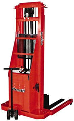 Presto Lifts - 2,700 Lb Capacity, 60" Lift Height, Battery Operated Pallet Straddle Stacker - 2-1/2" Lowered Height, 24" Load Center, 36" Fork Length, 56" Overall Width - Industrial Tool & Supply