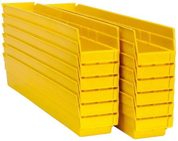 Akro-Mils - 23-5/8" Deep, Yellow Hopper Shelf Bin - 4" High x 4-1/8" Wide x 23-5/8" Long - Industrial Tool & Supply