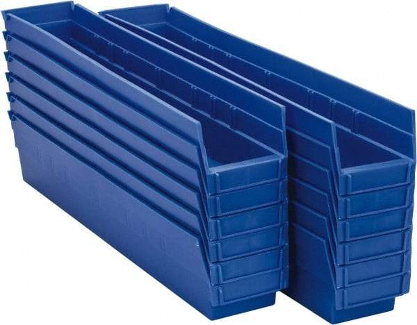 Akro-Mils - 23-5/8" Deep, Blue Hopper Shelf Bin - 4" High x 4-1/8" Wide x 23-5/8" Long - Industrial Tool & Supply