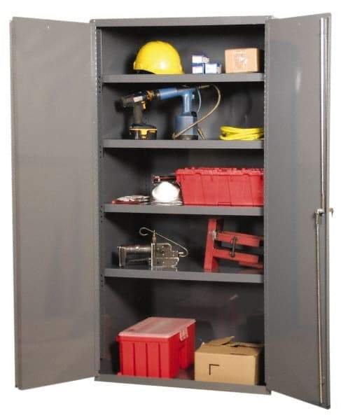 Durham - 3 Shelf Locking Storage Cabinet - Steel, 48" Wide x 24" Deep x 72" High, Gray - Industrial Tool & Supply