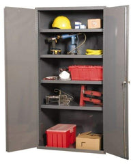 Durham - 3 Shelf Locking Storage Cabinet - Steel, 48" Wide x 24" Deep x 72" High, Gray - Industrial Tool & Supply