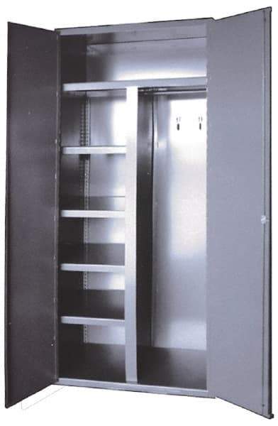 Durham - 5 Shelf Combination Storage Cabinet - Steel, 36" Wide x 24" Deep x 84" High, Gray - Industrial Tool & Supply