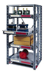 Made in USA - 3 Shelf Starter Full Extension Roll-Out Open Steel Shelving - 2,000 Lb Capacity, 56" Wide x 84-1/2" High x 48" Deep, Gray - Industrial Tool & Supply