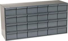 Durham - 24 Drawer, Small Parts Steel Storage Cabinet - 11-3/4" Deep x 33-3/4" Wide x 17" High - Industrial Tool & Supply