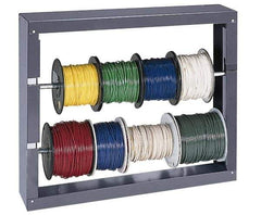Durham - 2 Cylinder, Gray Wire Spool Rack - 26-1/8" Wide x 17-7/8" High x 6" Deep - Industrial Tool & Supply